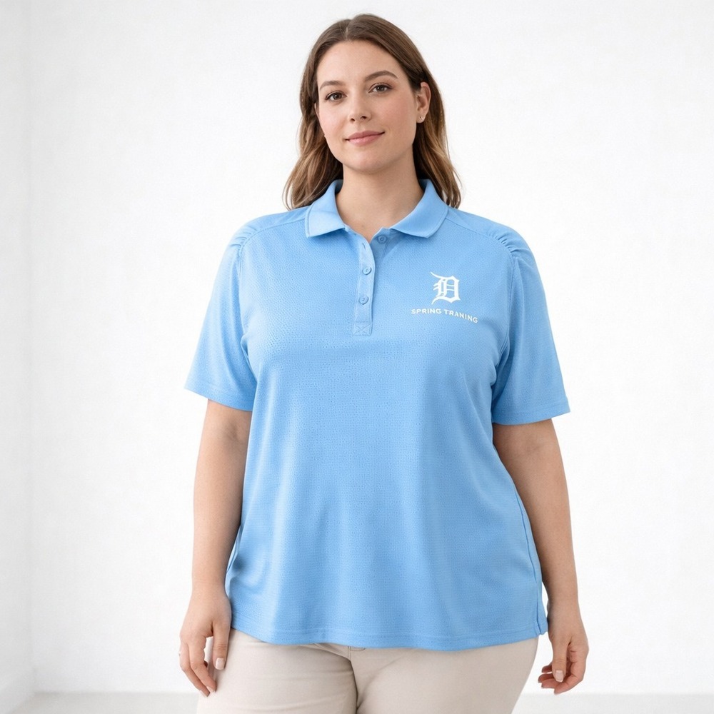 Cutter & Buck Detroit Tigers Spring Training Polo Womens 2X Blue DryTec Golf NWT